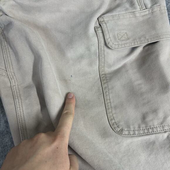 Duluth Trading Co Cargo Pants Mens 36X30 Beige Khaki Straight Leg Workwear Flaws - Picture 6 of 13